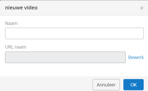Scherm nieuwe video toevoegen